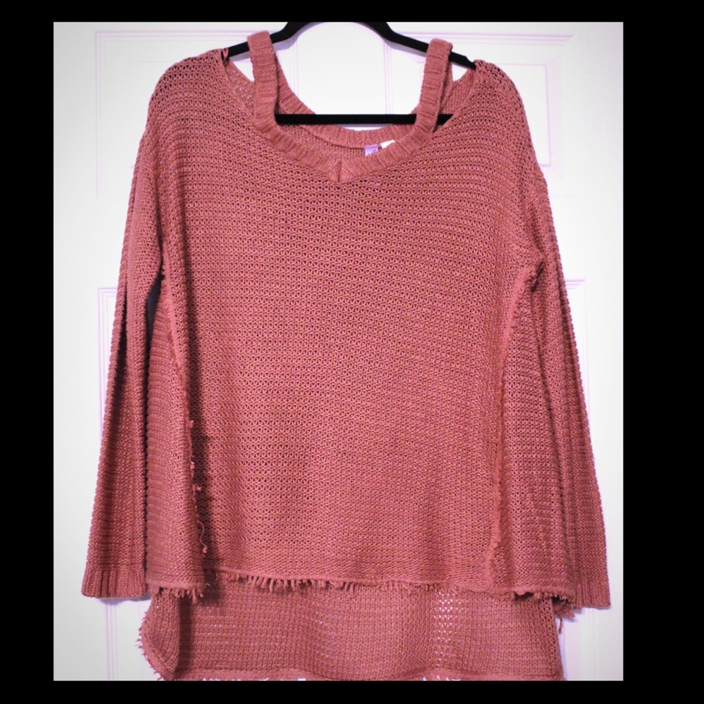 Mauve Sweater with off the shoulder detailing